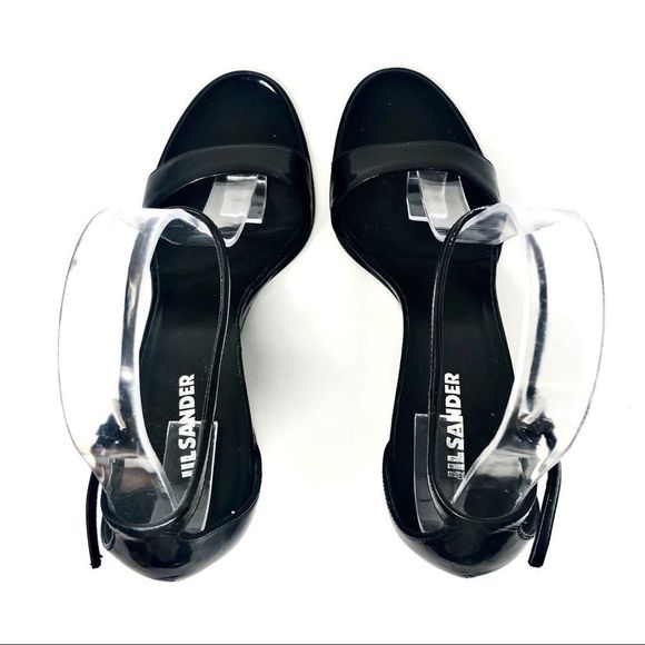 JILL Sander Black Patent Leather Wedge Sandals 8 - Picture 8 of 13
